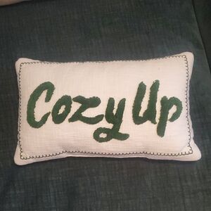 Threshold White and Green Accent Pillow